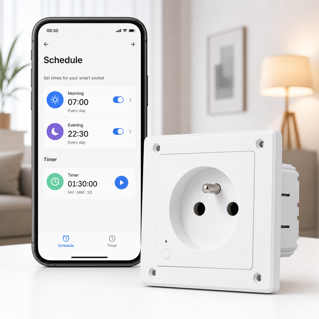 Programmation et minuterie pour prise murale connectée