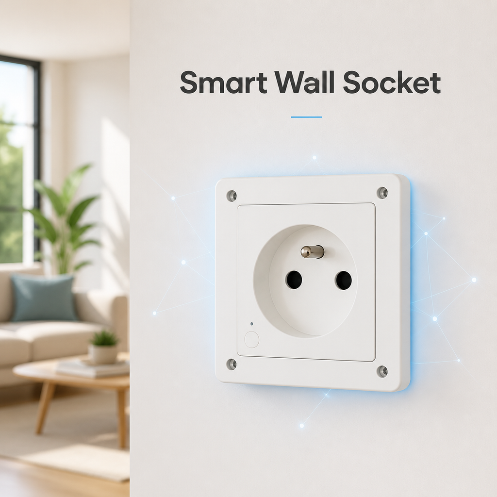 Visuel hero premium de la prise murale connectée Type E