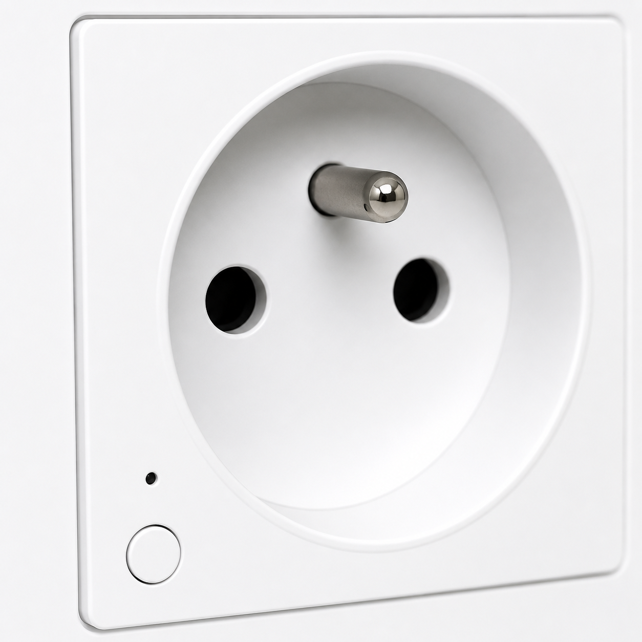 Détail de la face de la prise murale Type E avec bouton