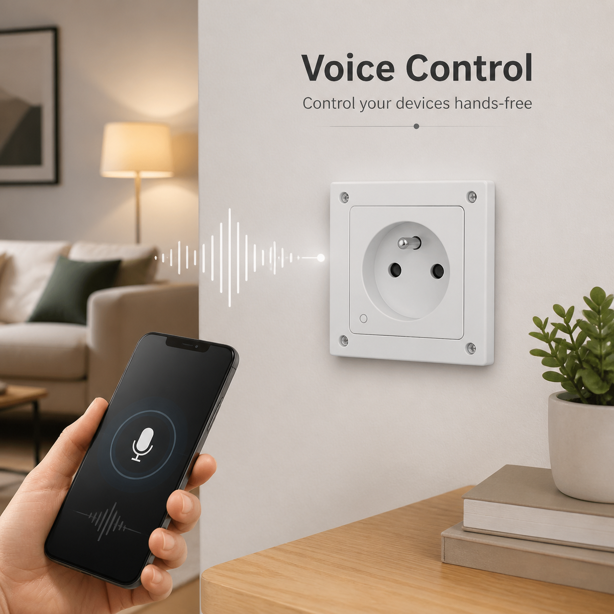 Contrôle vocal générique pour prise murale Wi-Fi Matter
