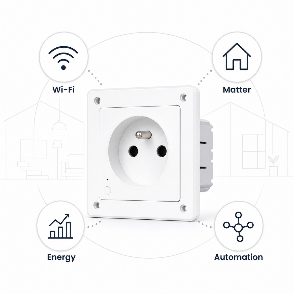 Fonctions Wi-Fi Matter énergie et automatisation de la prise murale