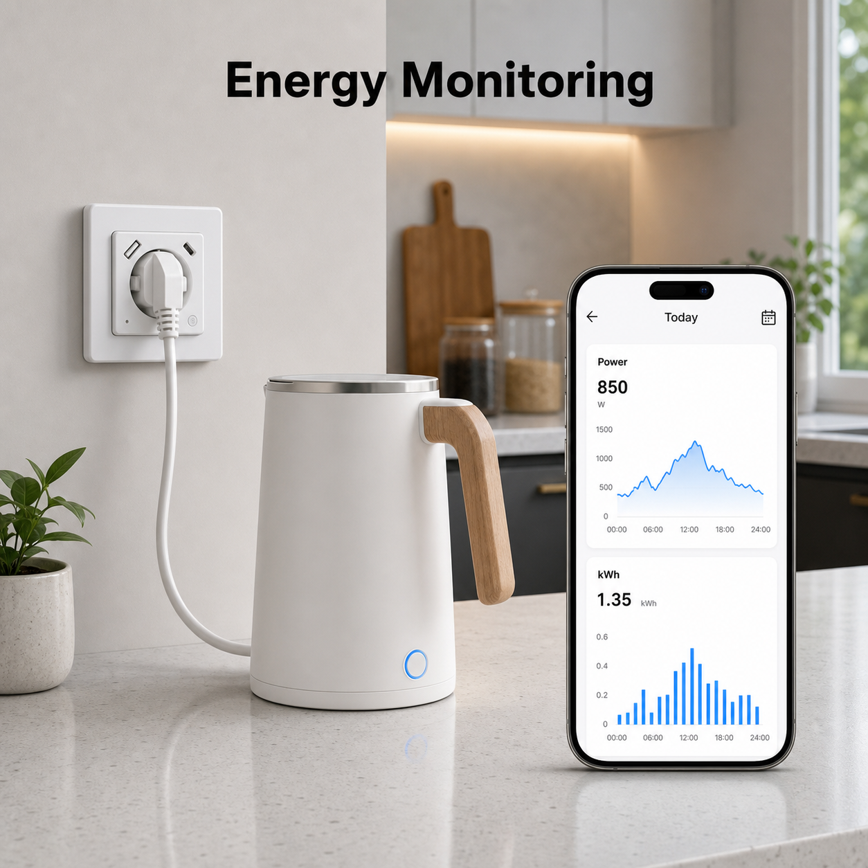 Energy monitoring interface for WiFi wall socket