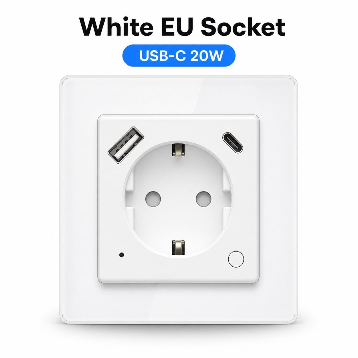 White EU socket variant with USB-C 20W charging