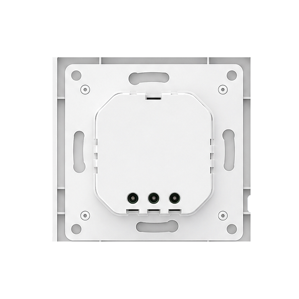 Dos de la prise murale Wi-Fi NéoPlug avec connecteurs sur fond blanc
