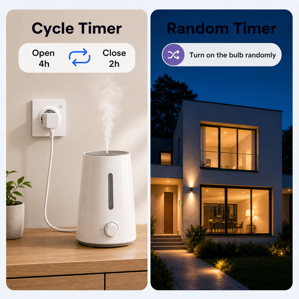 Minuterie cyclique et minuterie aléatoire pour prise murale Wi-Fi Type F