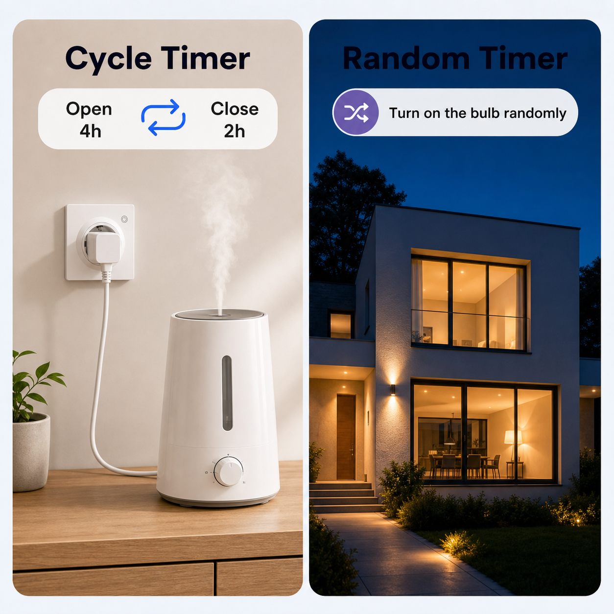 Minuterie cyclique et minuterie aléatoire pour prise murale Wi-Fi Type F