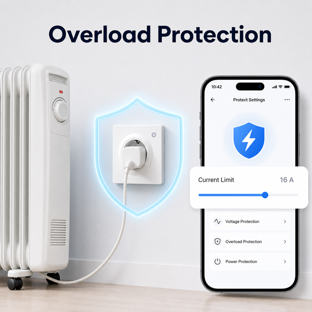 Protection surcharge avec limite de courant pour prise murale Wi-Fi Type F