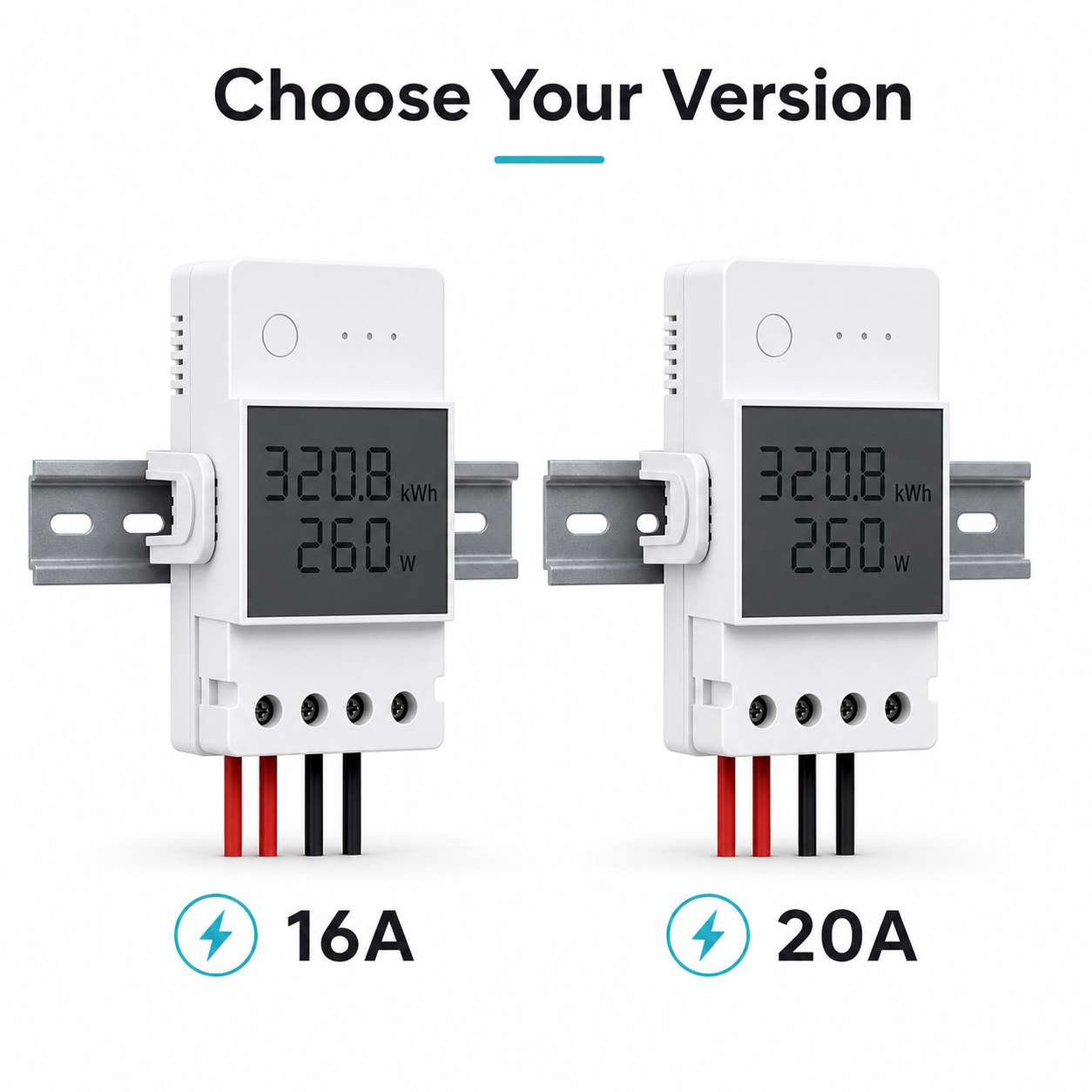 16A and 20A version selection for DIN-rail Wi-Fi power meter module