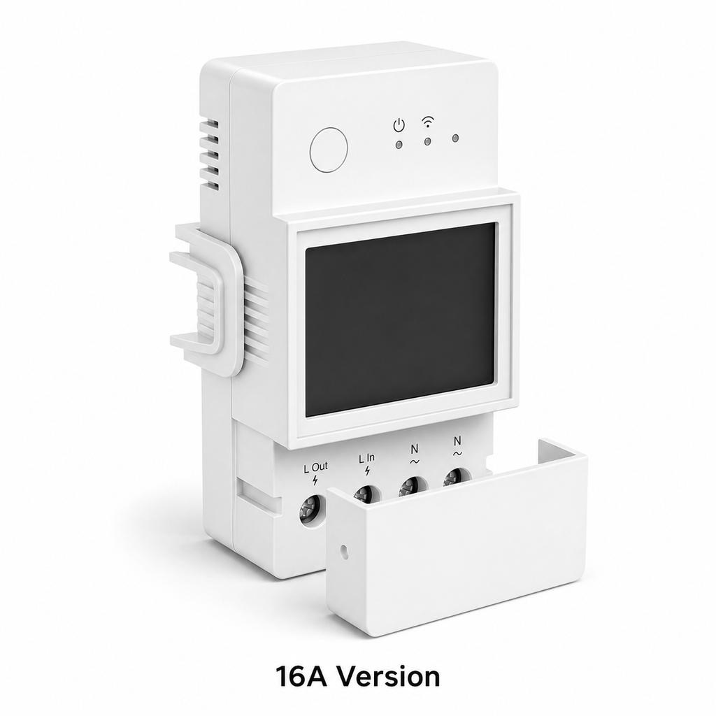16A version studio packshot of Wi-Fi DIN-rail power meter module