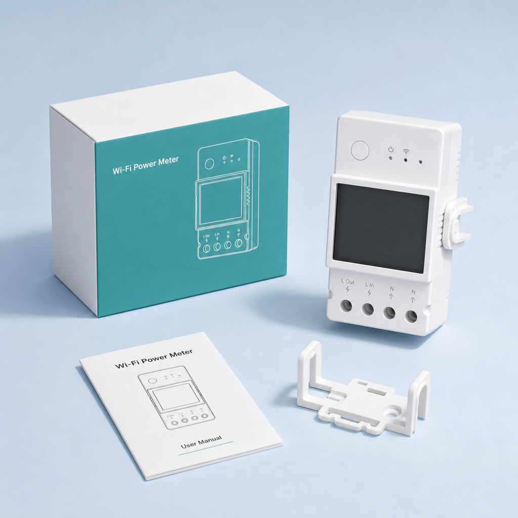 Neutral packaging and accessories for Wi-Fi DIN-rail power meter module