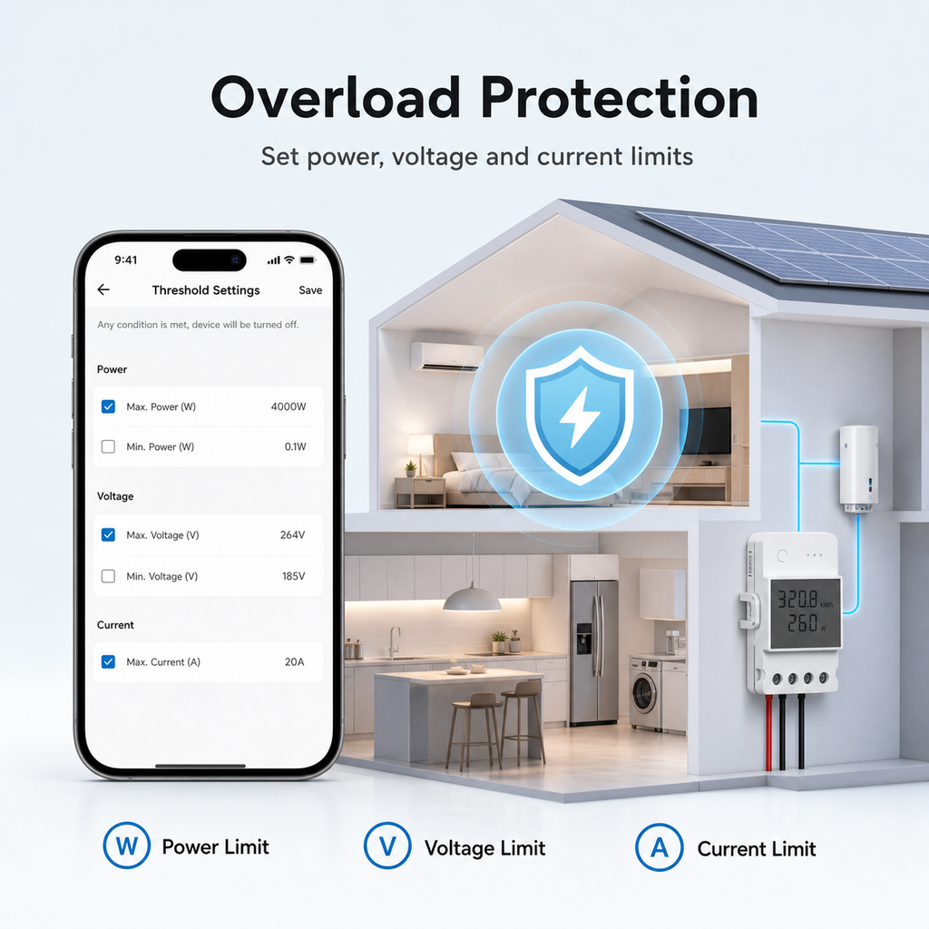 Overload protection settings for Wi-Fi energy meter module
