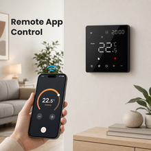 Contrôle à distance du thermostat mural NéoPure Comfort depuis une application mobile générique.