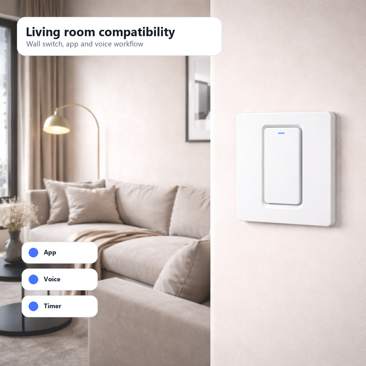Living room compatibility image for NéoPush Hybrid Comfort switch