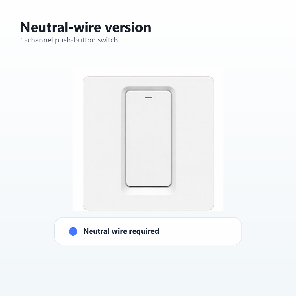 Neutral-wire one-channel NéoPush Hybrid Comfort switch