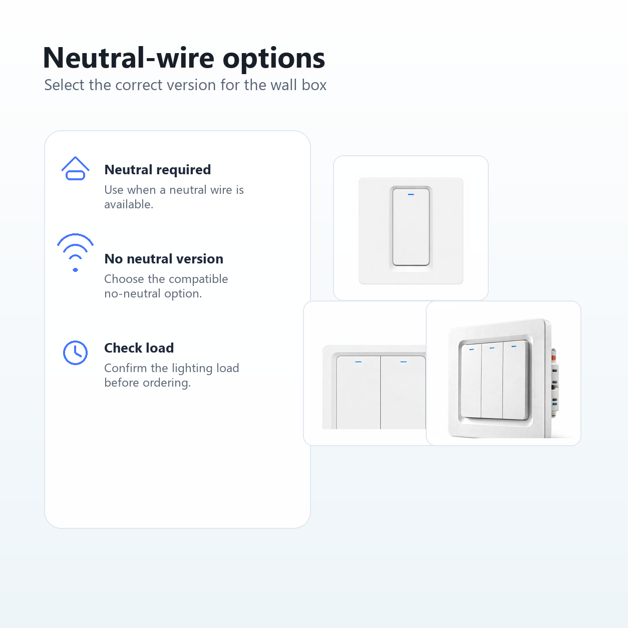 Neutral-wire option guide for NéoPush Hybrid Comfort switch