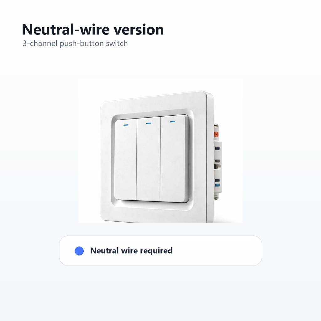 Neutral-wire three-channel NéoPush Hybrid Comfort switch