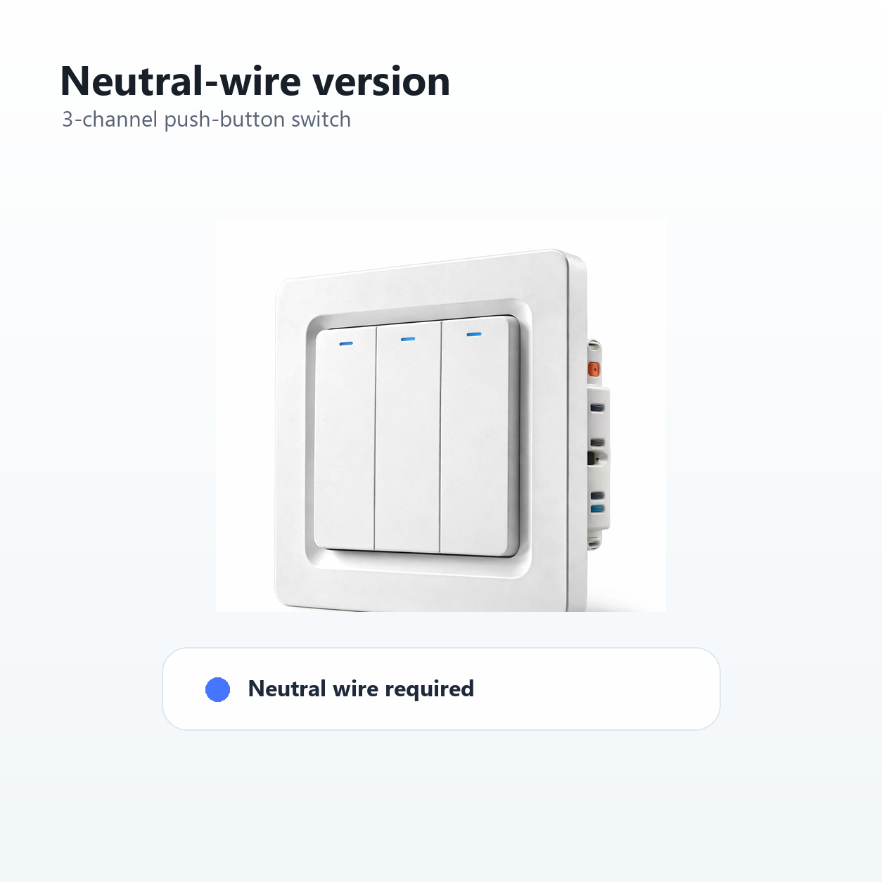 Neutral-wire three-channel NéoPush Hybrid Comfort switch