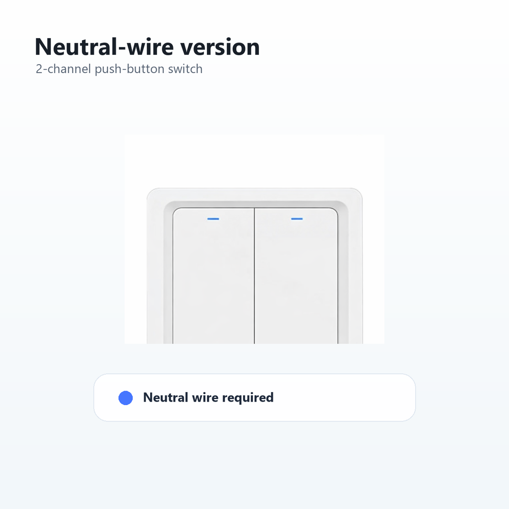 Neutral-wire two-channel NéoPush Hybrid Comfort switch