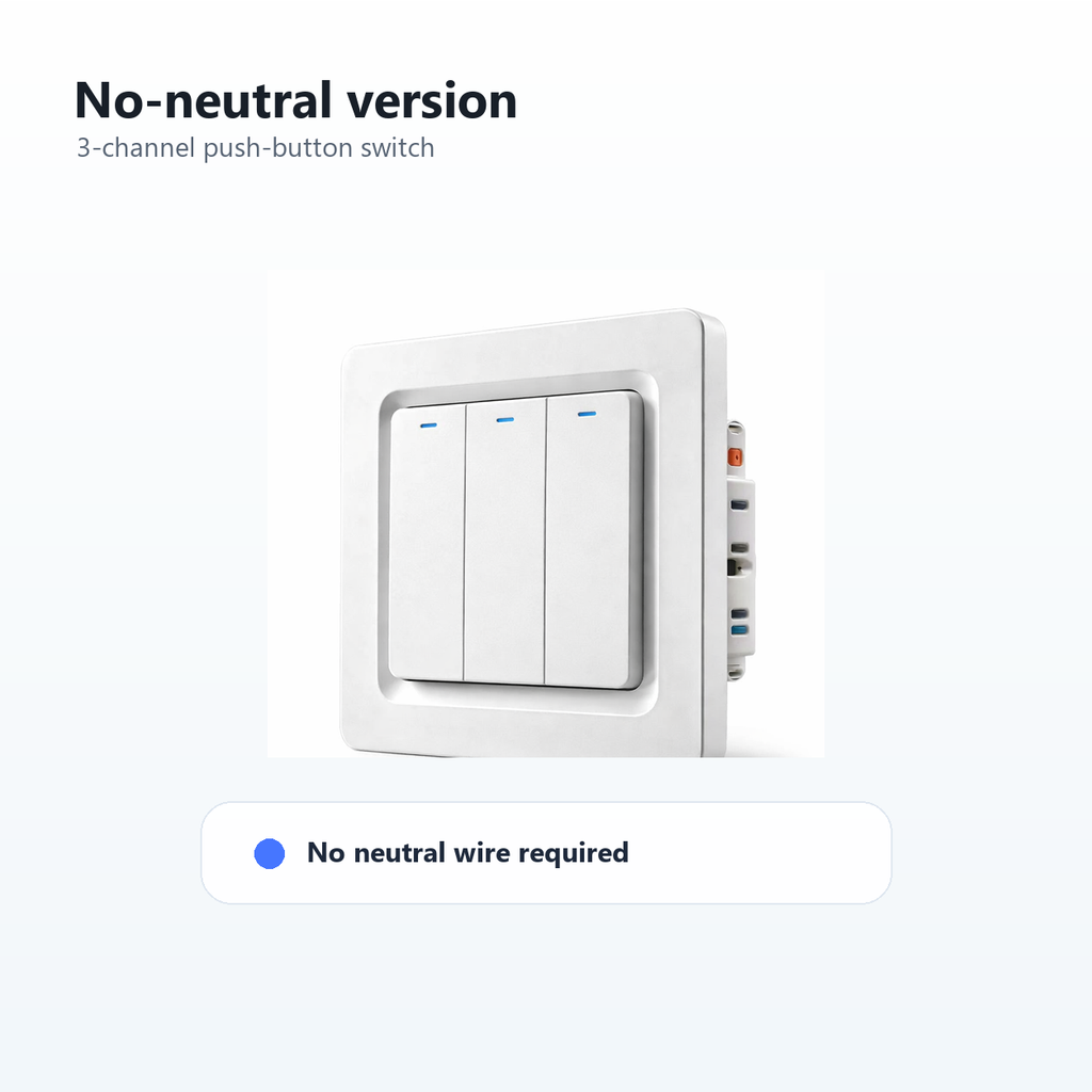 No-neutral three-channel NéoPush Hybrid Comfort switch