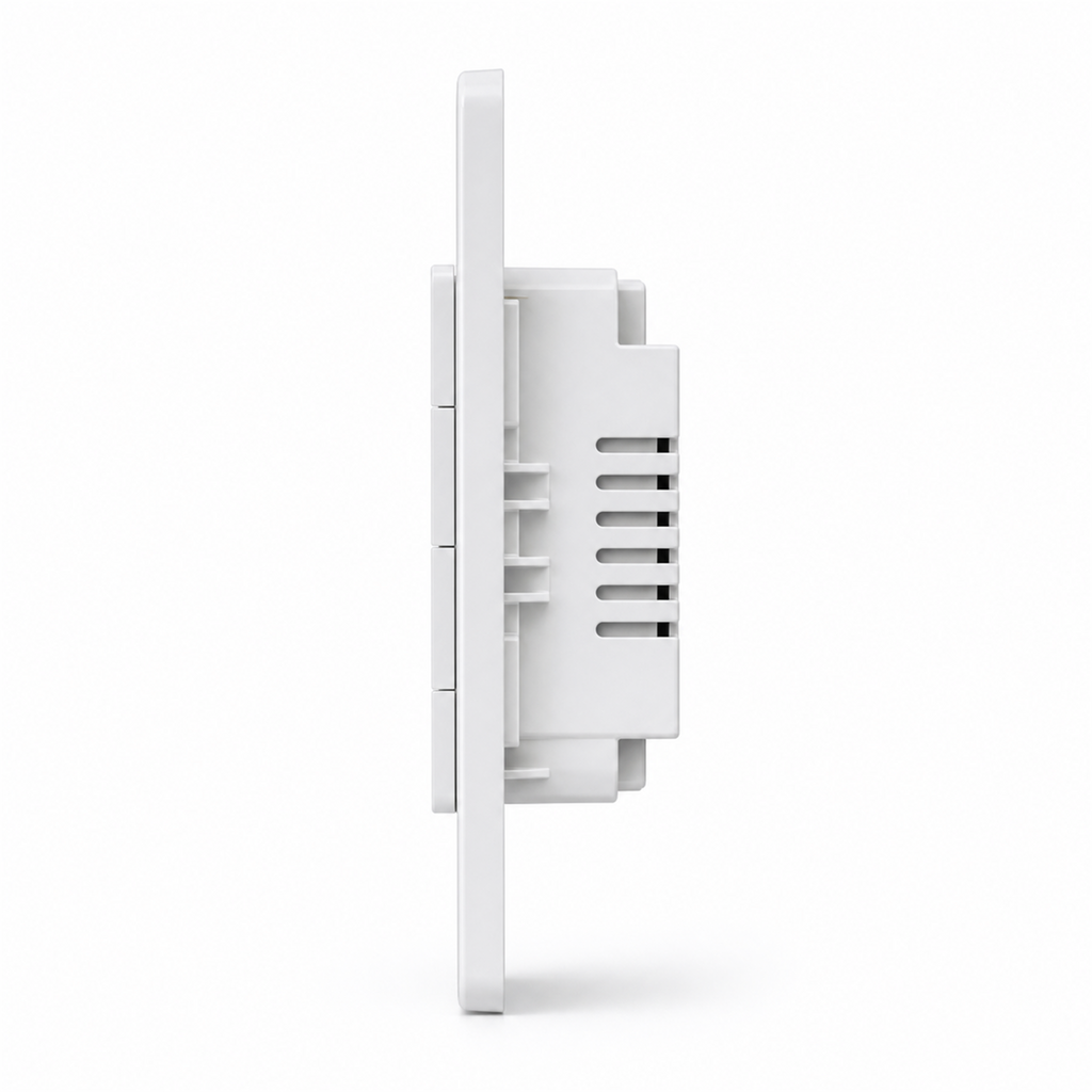 Profil latéral de l’interrupteur WiFi NéoPush Hybrid Comfort US blanc