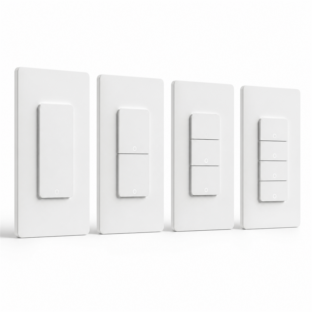 Interrupteurs WiFi NéoPush Hybrid Comfort US blancs en variantes 1, 2, 3 et 4 canaux