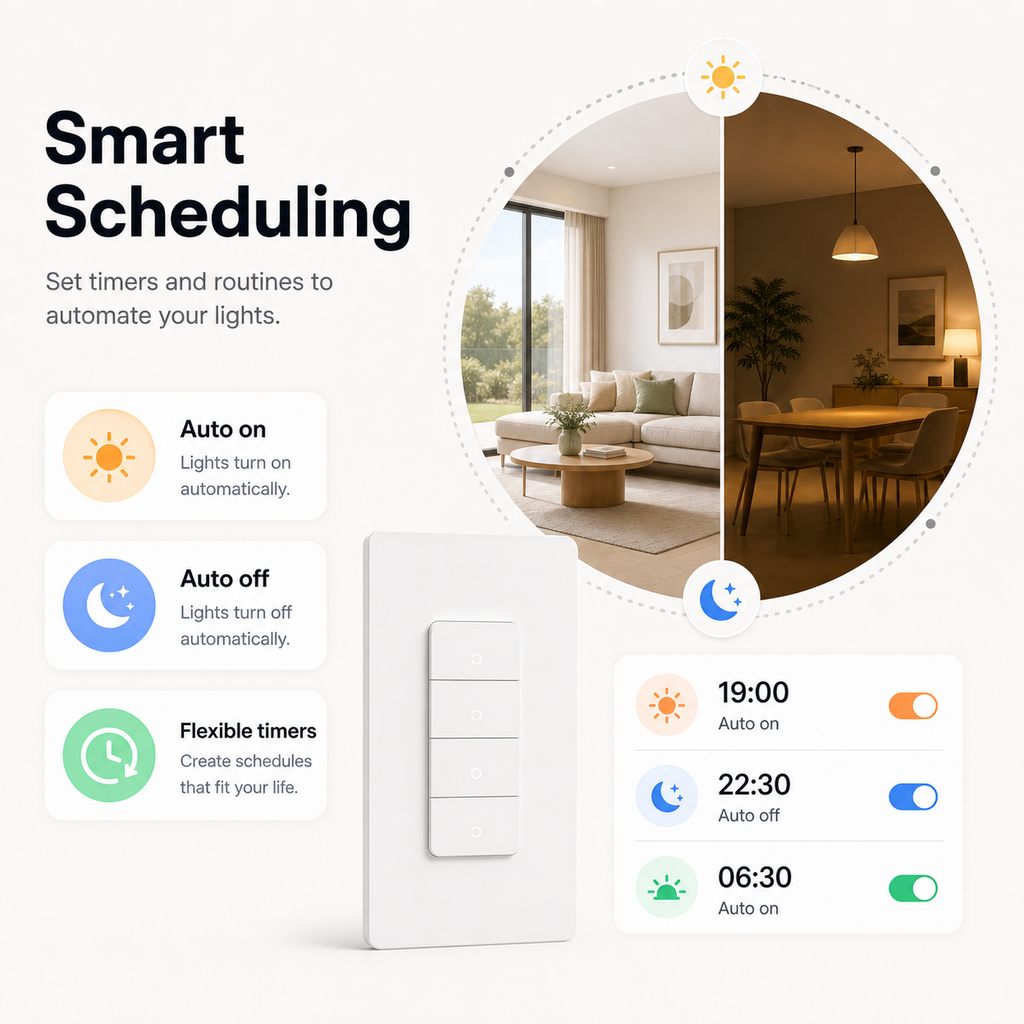 Smart scheduling interface for NéoPush Hybrid Comfort US WiFi switch