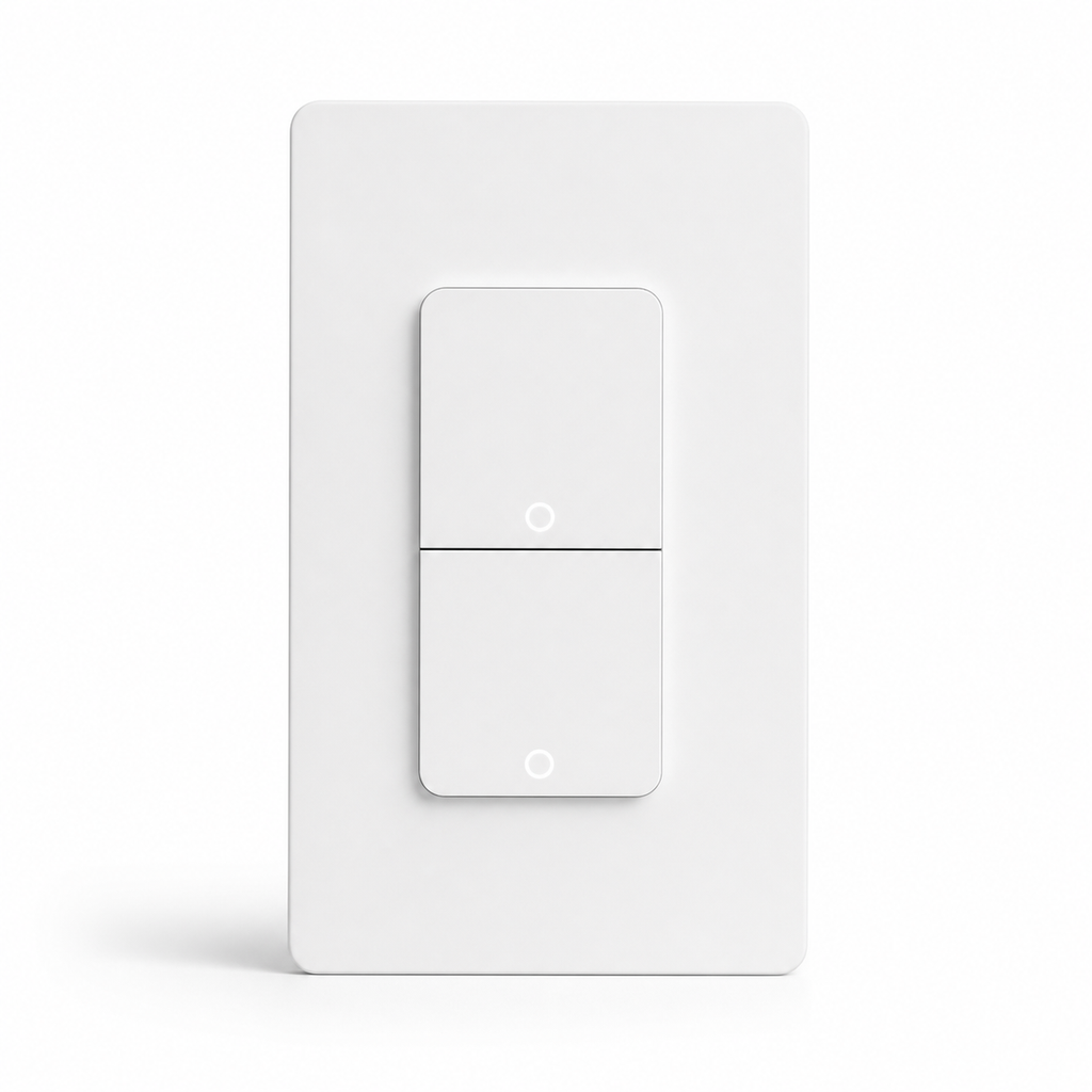 White NéoPush Hybrid Comfort US WiFi wall switch with two buttons