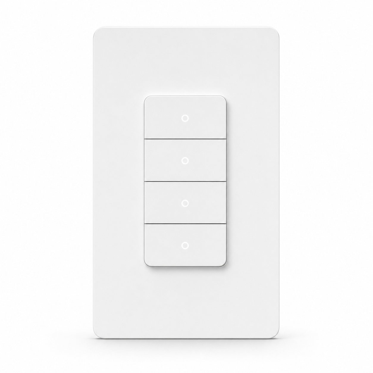 White NéoPush Hybrid Comfort US WiFi wall switch with four LED indicators