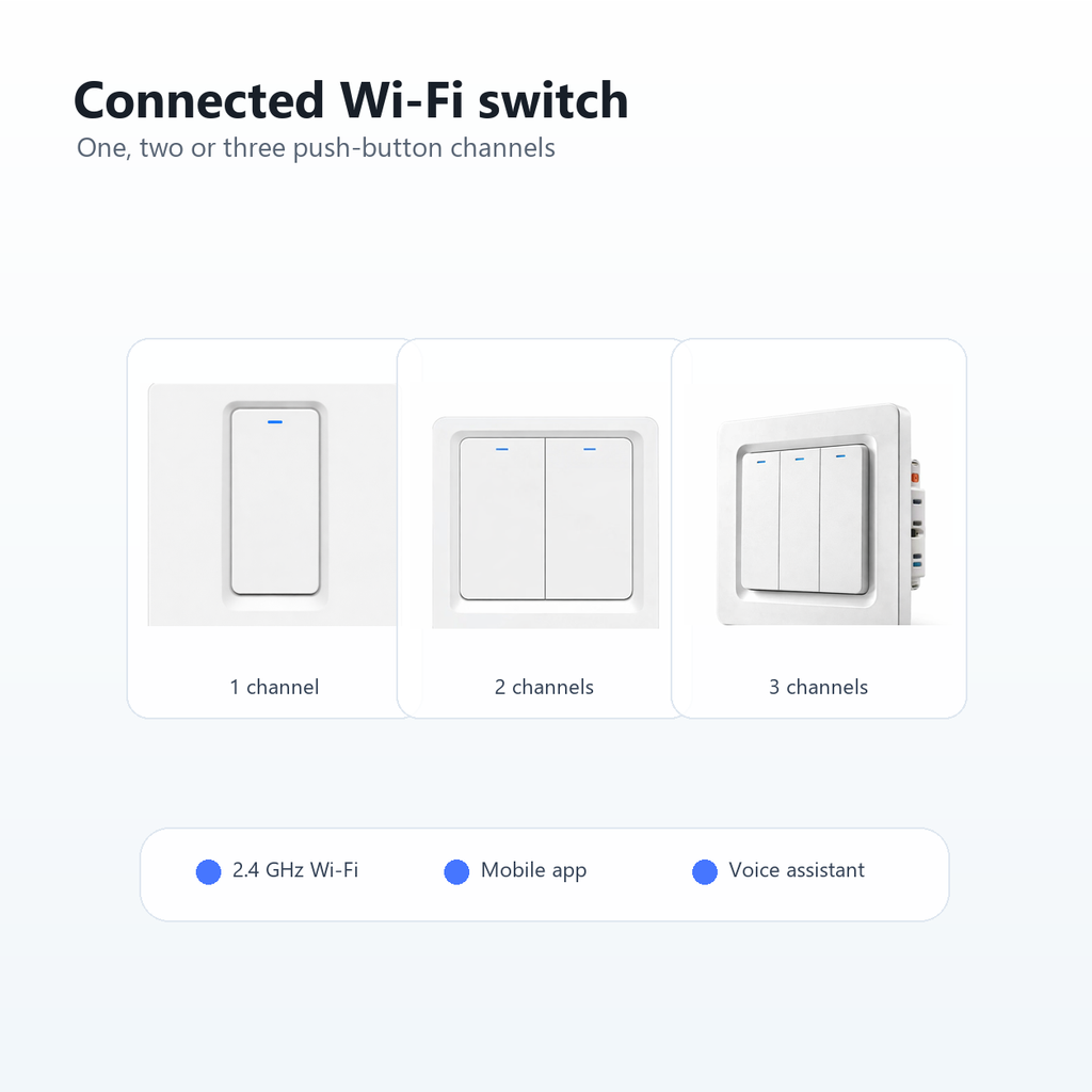 WiFi app control overview for NéoPush Hybrid Comfort push-button switch