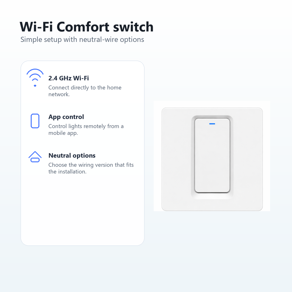 WiFi Comfort overview for NéoPush Hybrid Comfort switch