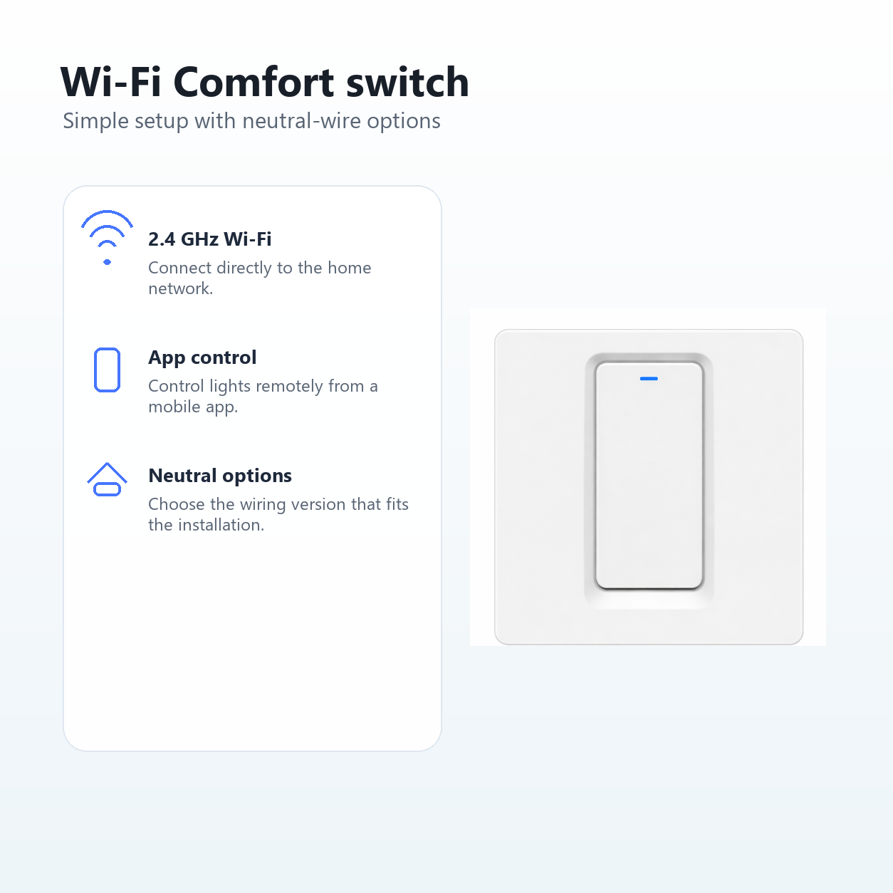 WiFi Comfort overview for NéoPush Hybrid Comfort switch