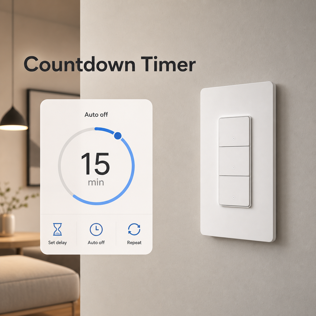 Countdown timer interface for NéoPush Hybrid wall switch