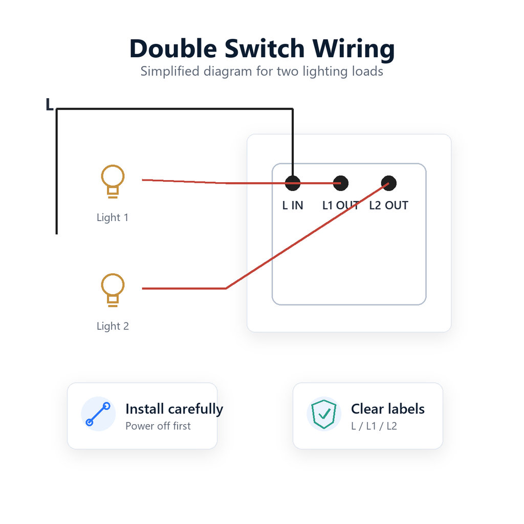 Double switch wiring diagram for NeoPush RF Comfort