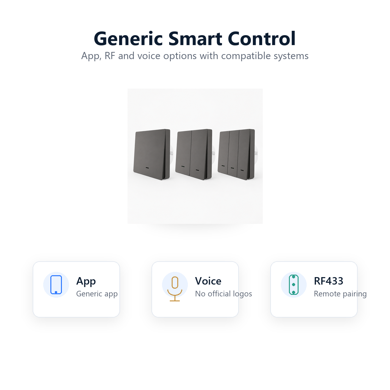 Generic app, voice and RF433 control options for NeoPush RF Comfort