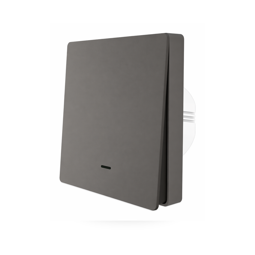 Studio packshot of grey NeoPush RF Comfort one-button switch