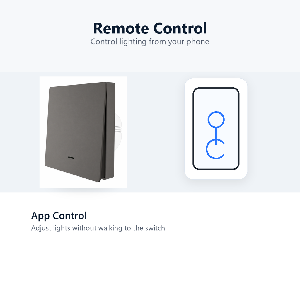Remote app control scene for NeoPush RF Comfort wall switch
