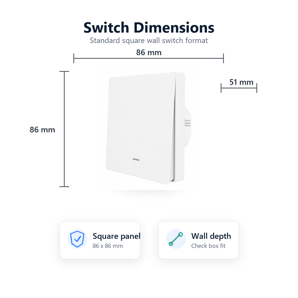 Switch dimensions for NeoPush RF Comfort wall switch