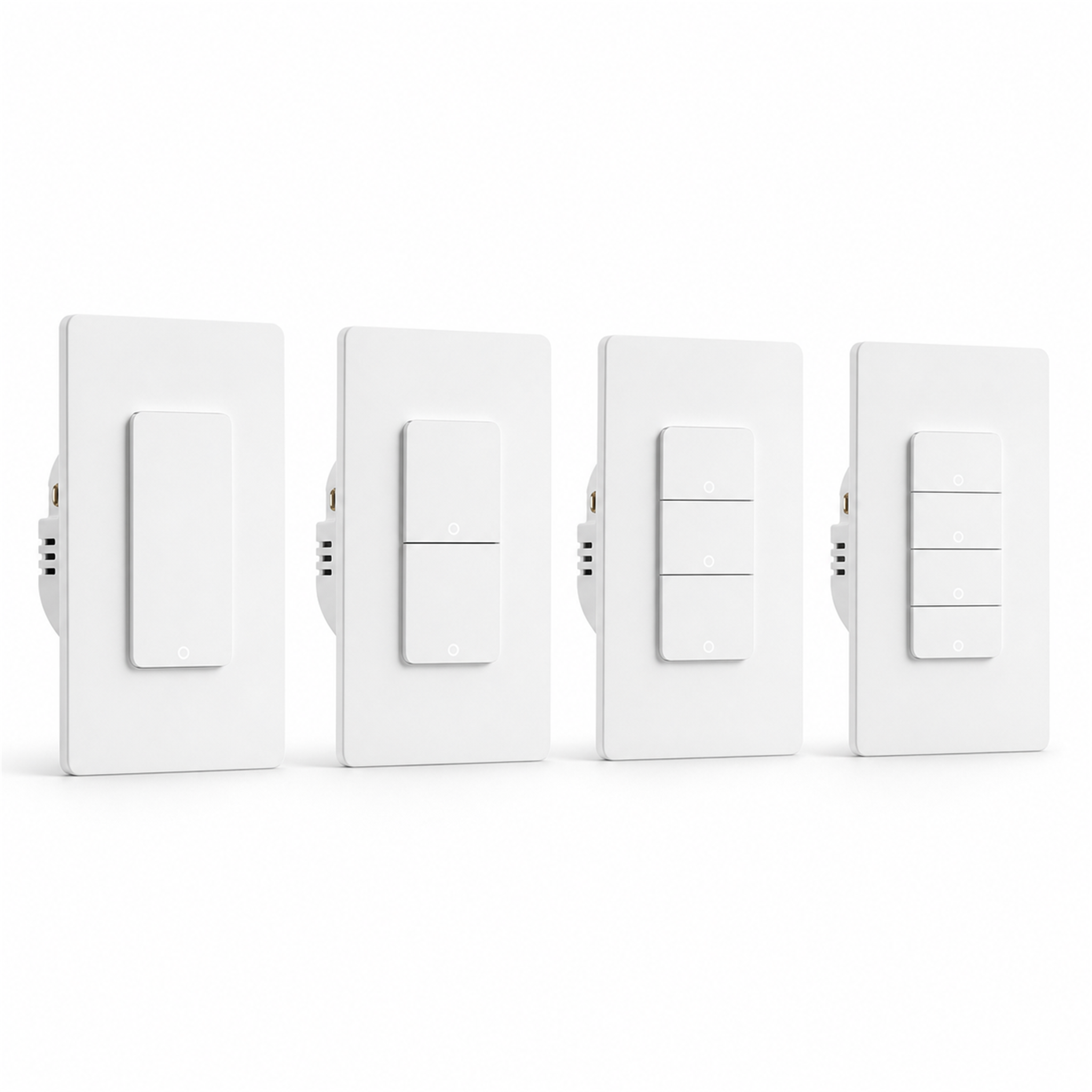 Interrupteurs ZigBee NéoPush Hybrid format US blancs en variantes 1, 2, 3 et 4 canaux