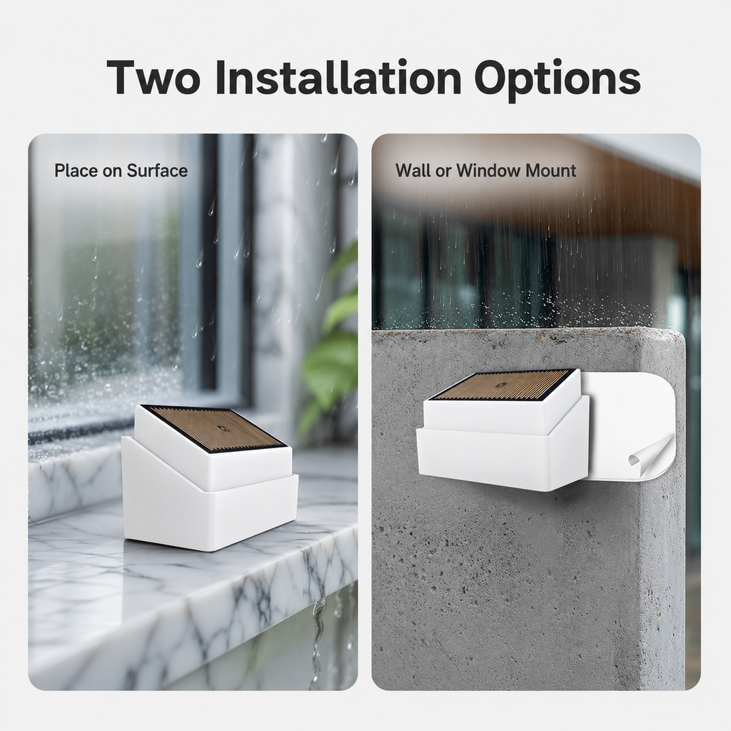 Two installation options for rain and water leak sensor