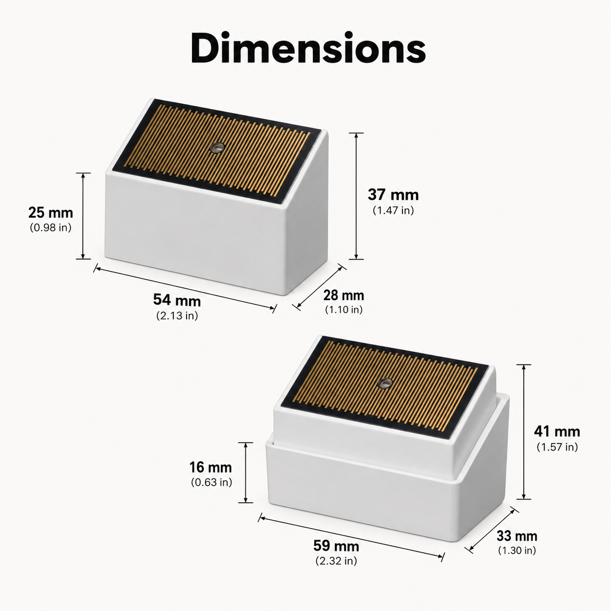 Product dimensions diagram for rain and water leak sensor