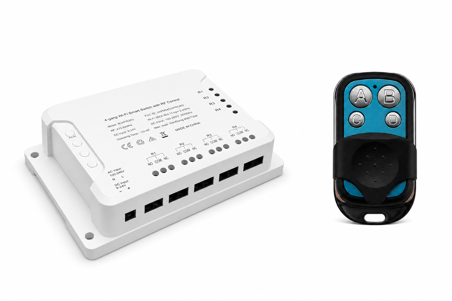 NéoRelay 4CH Pro with 433 MHz keyfob remote