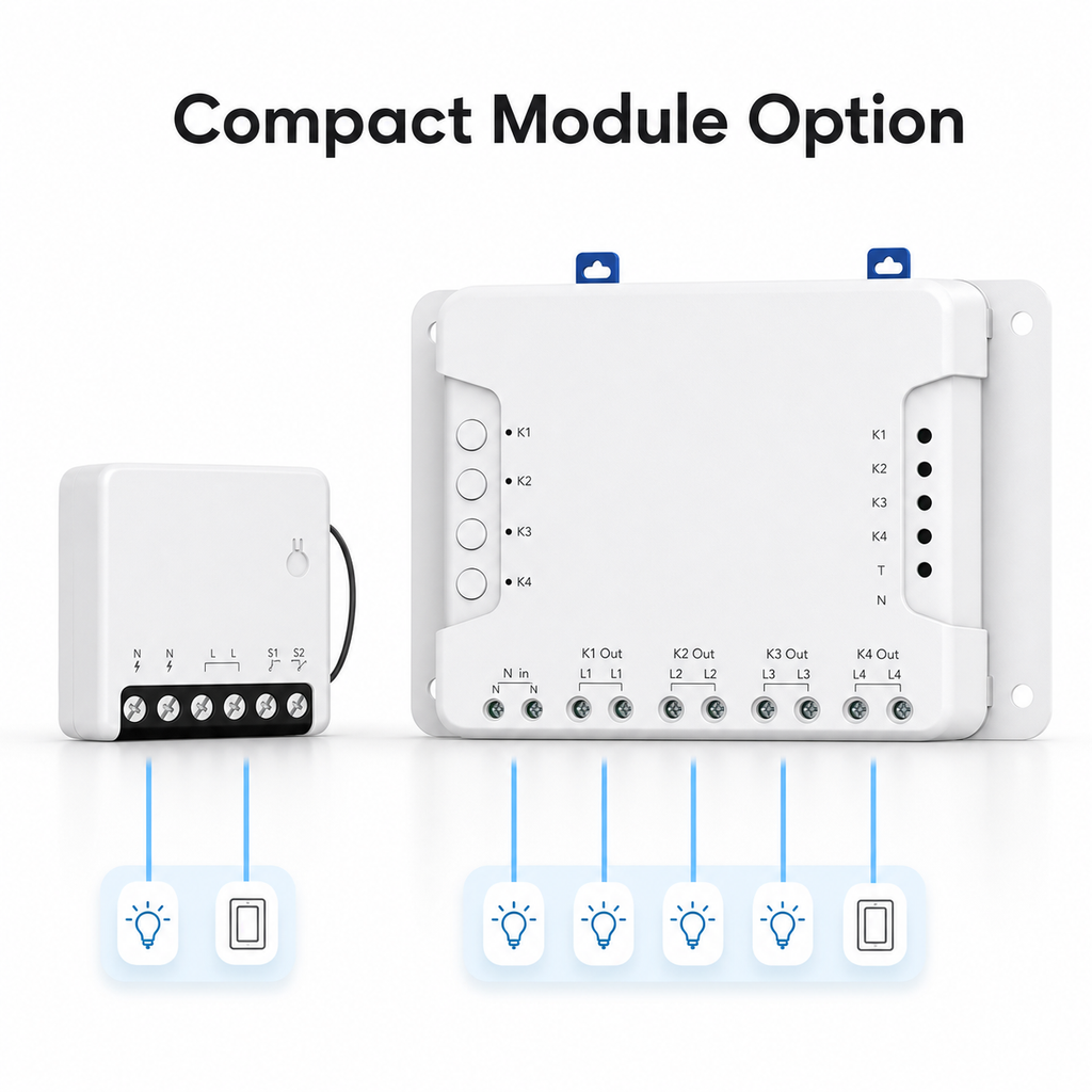 Compact relay module option beside 4-channel relay module