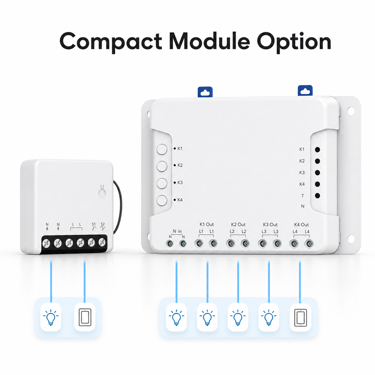 Compact relay module option beside 4-channel relay module