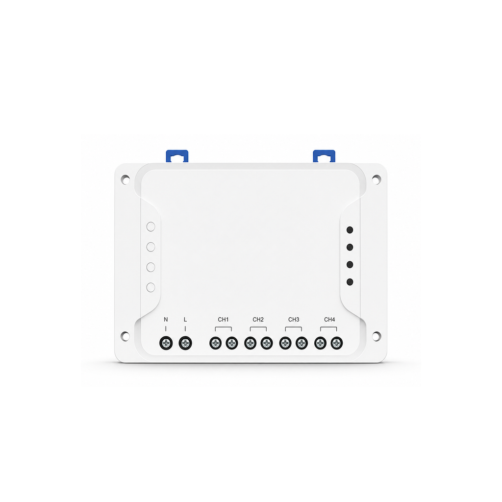 Module relais Wi-Fi RF NéoRelay 4CH Pro R3 sur fond blanc