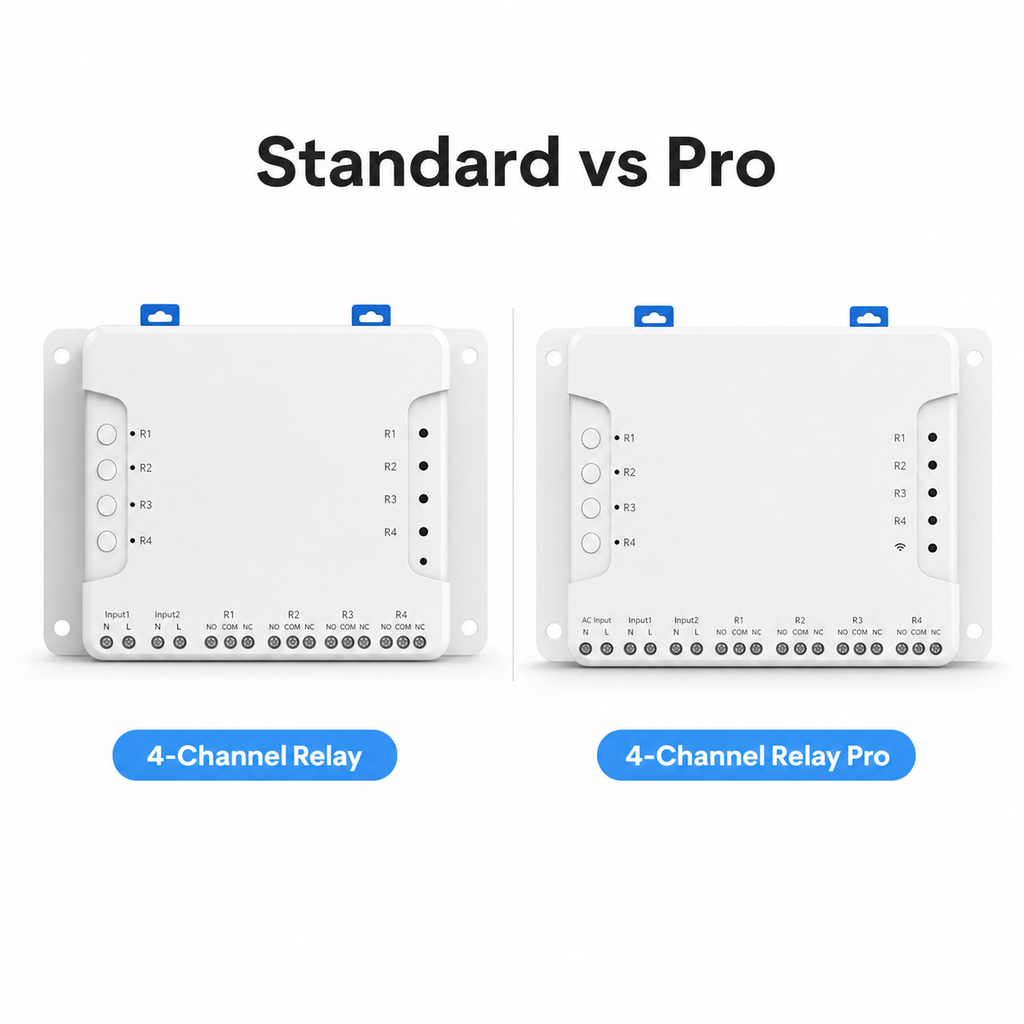 Standard versus Pro 4-channel relay module comparison