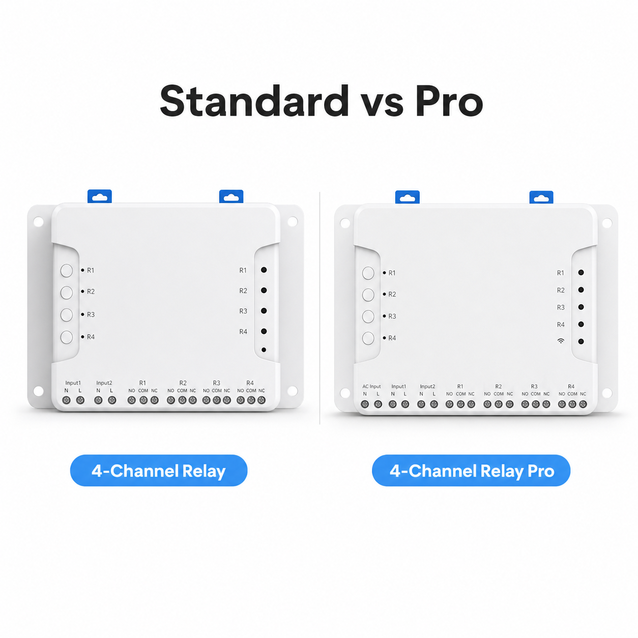 Standard versus Pro 4-channel relay module comparison