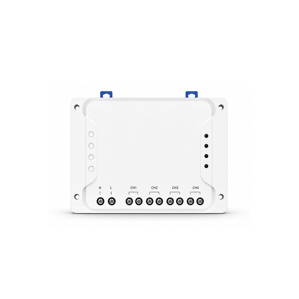 Module relais Wi-Fi RF NéoRelay 4CH R3 sur fond blanc
