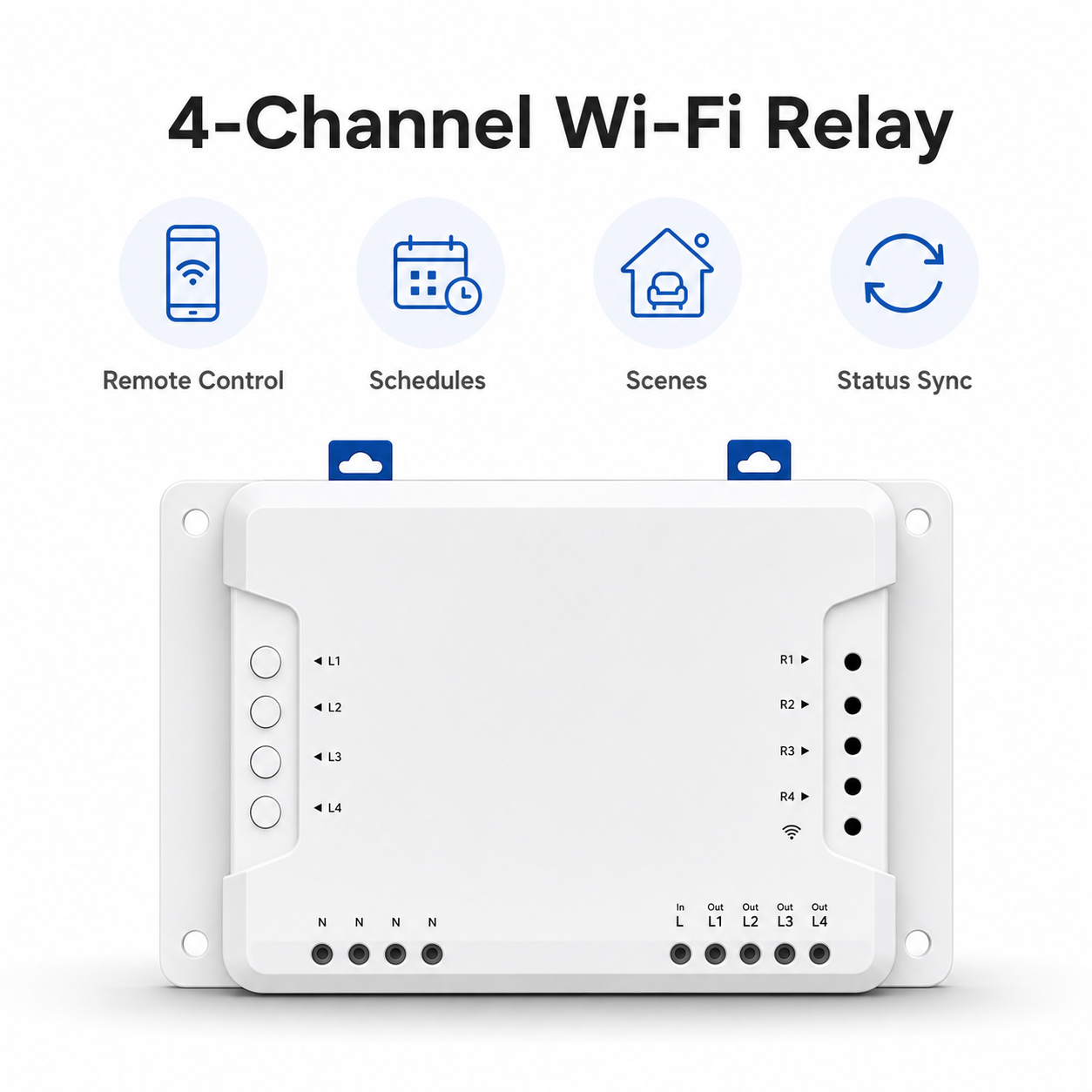 Feature overview of 4-channel Wi-Fi relay