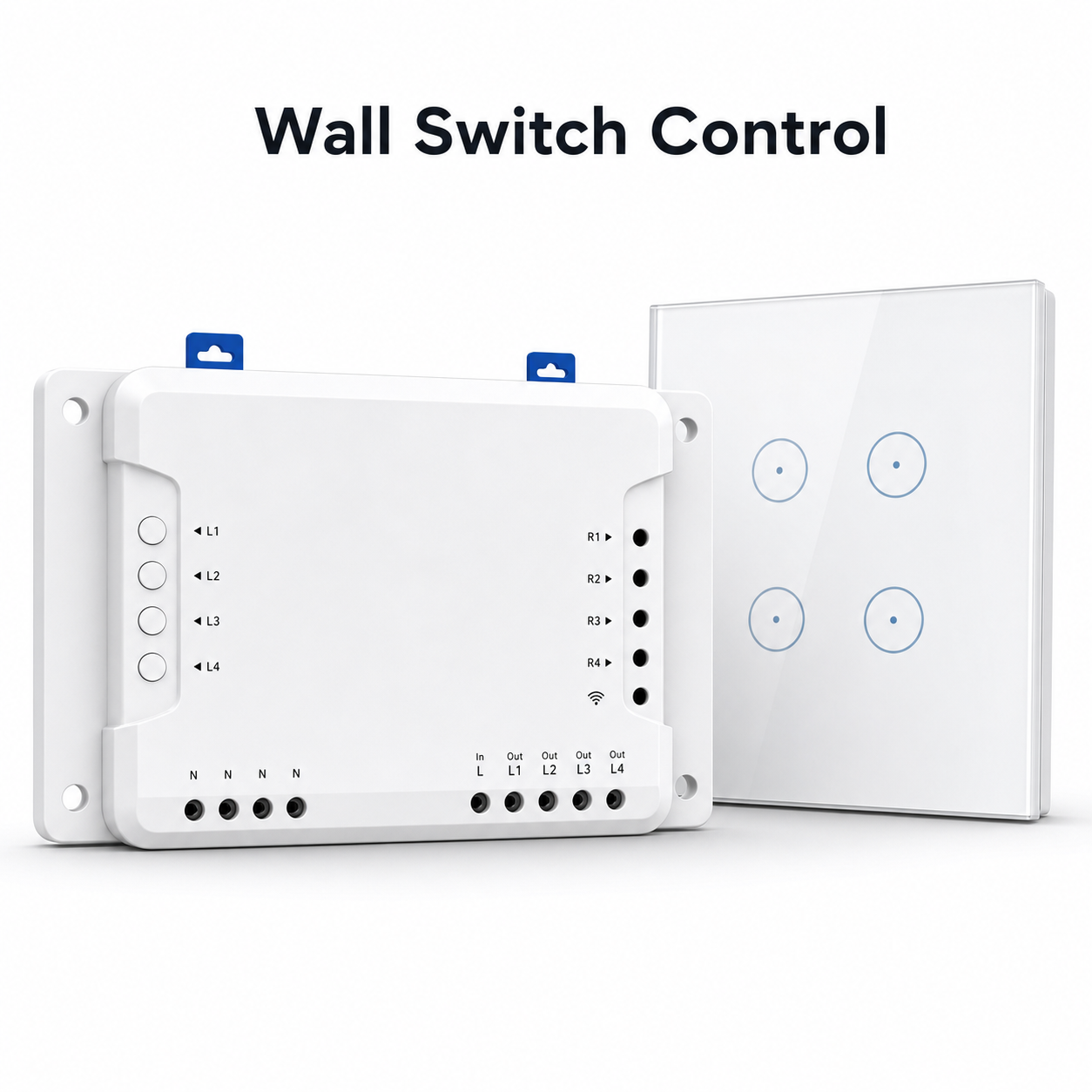 4-channel relay paired with generic wall switch control panel