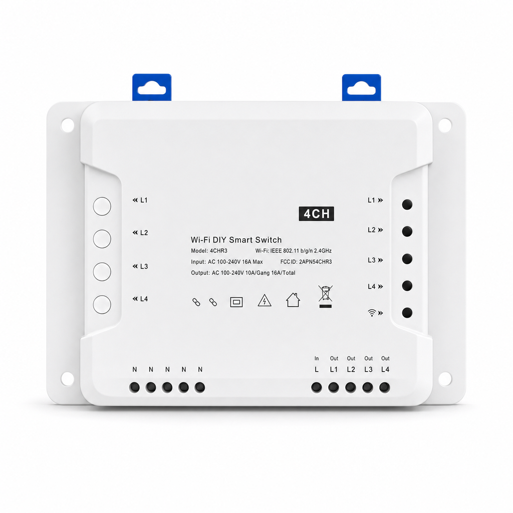 NéoRelay 4CH R3 module Wi-Fi 4 canaux standard, packshot studio blanc
